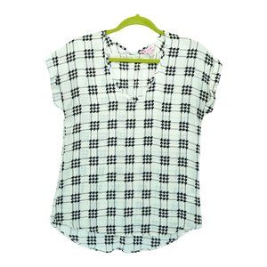 Candies White & Black Pullover V-Neck Blouse Women's Size XS